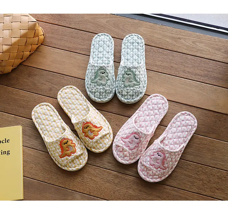 Cross-border cotton fabric couple slippers men's and women's shoes Spring and Autumn home indoor thickened three-layer non-slip mute floor slippers — feature 59