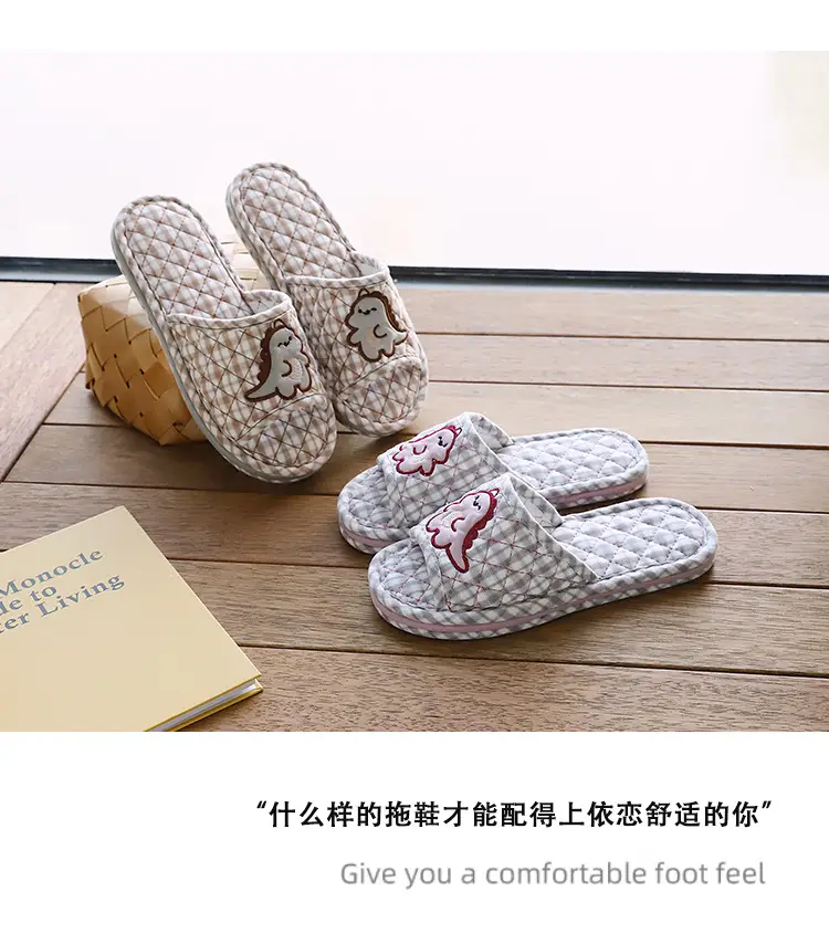 Cross-border cotton fabric couple slippers men's and women's shoes Spring and Autumn home indoor thickened three-layer non-slip mute floor slippers — feature 60