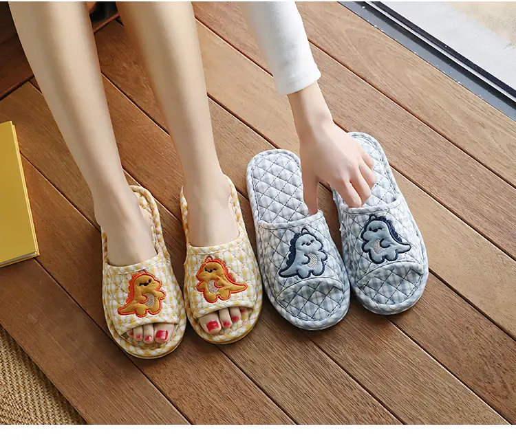 Cross-border cotton fabric couple slippers men's and women's shoes Spring and Autumn home indoor thickened three-layer non-slip mute floor slippers — feature 61