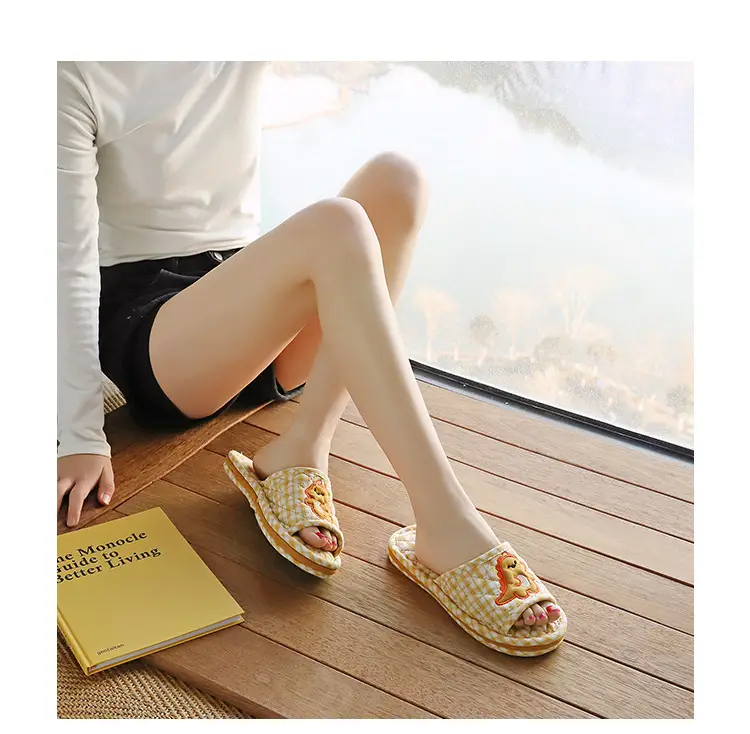 Cross-border cotton fabric couple slippers men's and women's shoes Spring and Autumn home indoor thickened three-layer non-slip mute floor slippers — feature 62