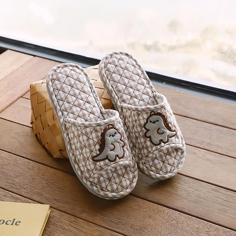 Cross-border cotton fabric couple slippers men's and women's shoes Spring and Autumn home indoor thickened three-layer non-slip mute floor slippers