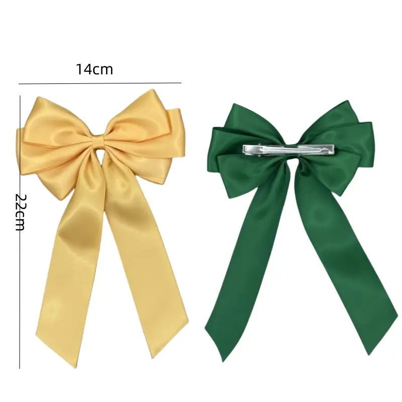 14cm Gold Satin Hairpin Bow for Girls