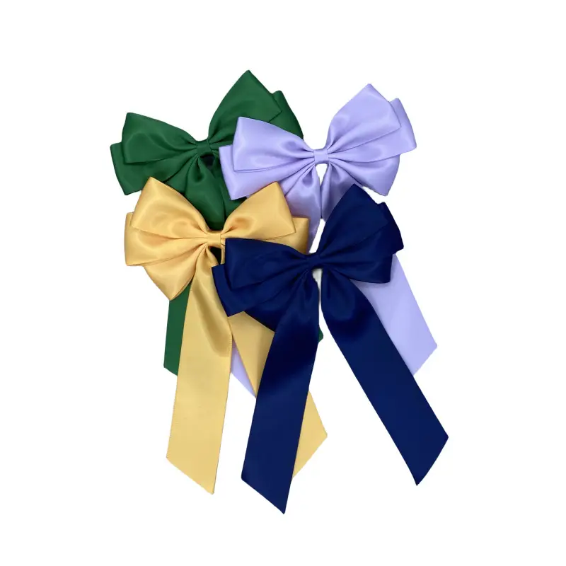 14cm Gold Satin Hairpin Bow for Girls