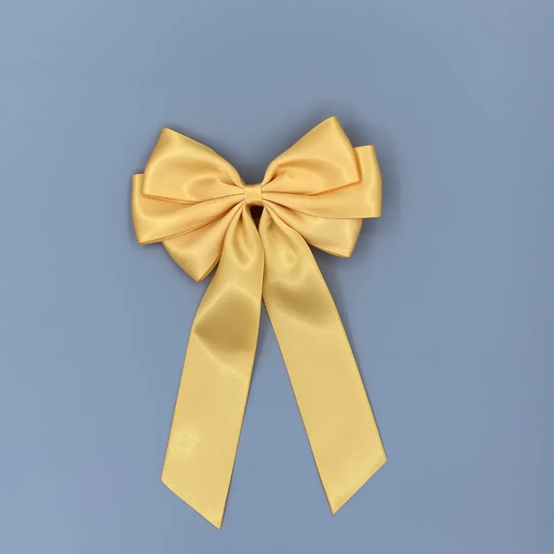 14cm Gold Satin Hairpin Bow for Girls