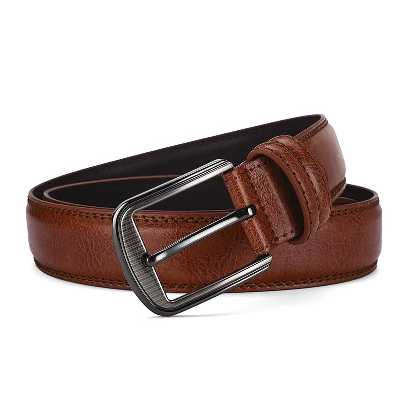 Men's Genuine Leather Belt with Pin Buckle 3.7" - Image 8
