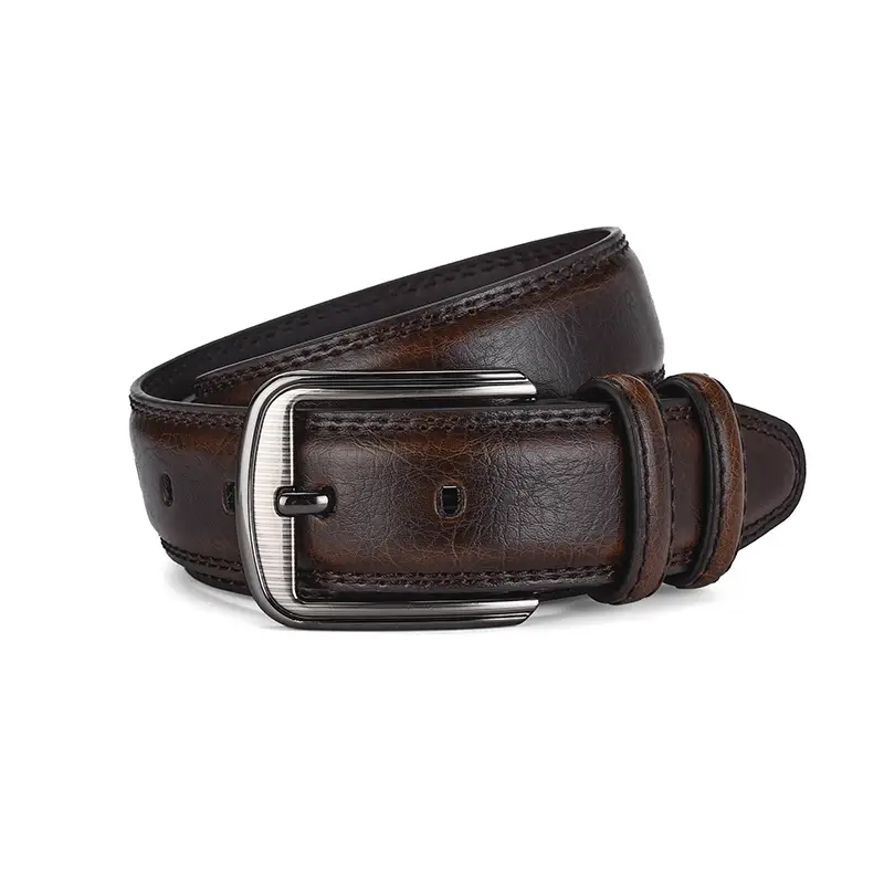 Men's Genuine Leather Belt with Pin Buckle 3.7" - Image 9