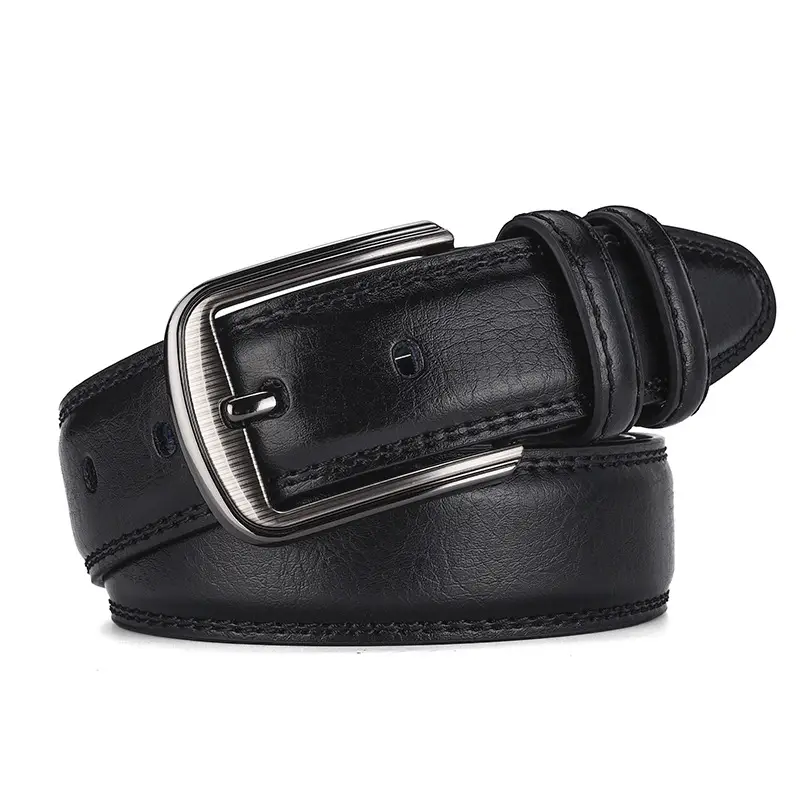 Men's Genuine Leather Belt with Pin Buckle 3.7" — feature 10