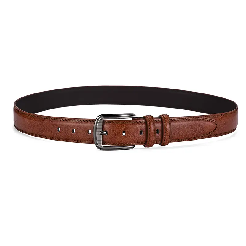 Men's Genuine Leather Belt with Pin Buckle 3.7" — feature 12