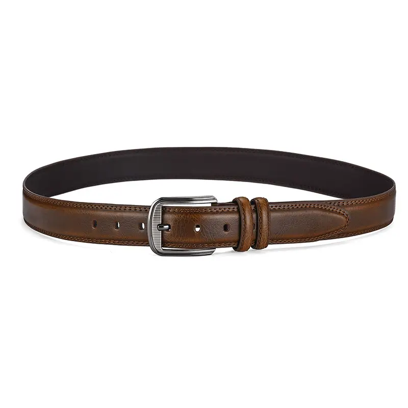 Men's Genuine Leather Belt with Pin Buckle 3.7" — feature 14