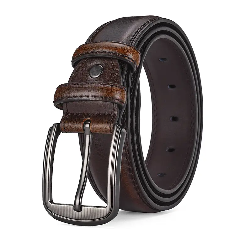 Men's Genuine Leather Belt with Pin Buckle 3.7" — feature 3