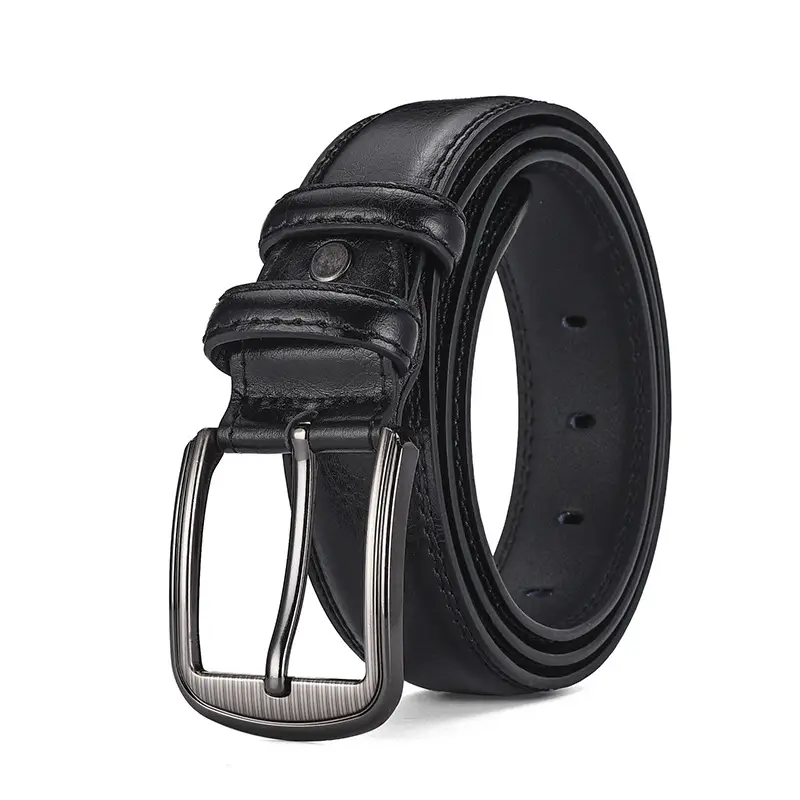 Men's Genuine Leather Belt with Pin Buckle 3.7" — feature 4