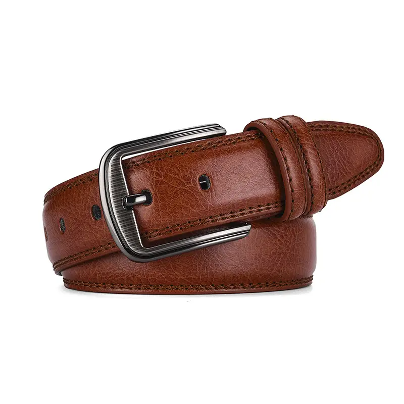 Men's Genuine Leather Belt with Pin Buckle 3.7" — feature 8