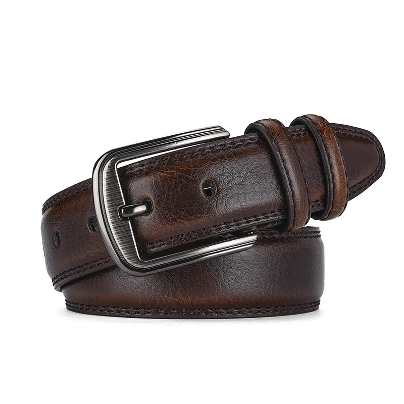 Men's Genuine Leather Belt with Pin Buckle 3.7" — feature 9