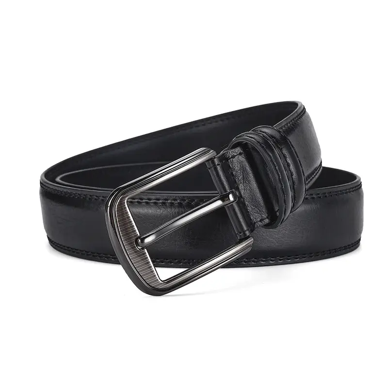 Men's Genuine Leather Belt with Pin Buckle 3.7" - Image 2