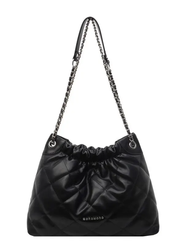 Women Rhombus Chain Bucket Bag Cream Large Capacity - Image 9