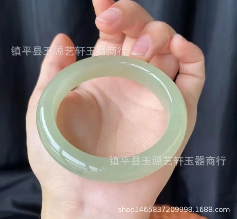 Natural Jade Fat Round Bracelet Blue White Sun Sail Design — feature 5