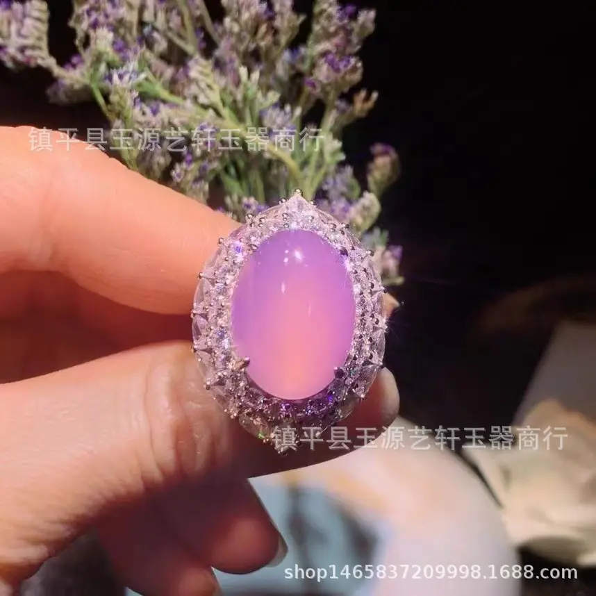 Violet Chalcedony Pendant with Crystal Set for Women — feature 10
