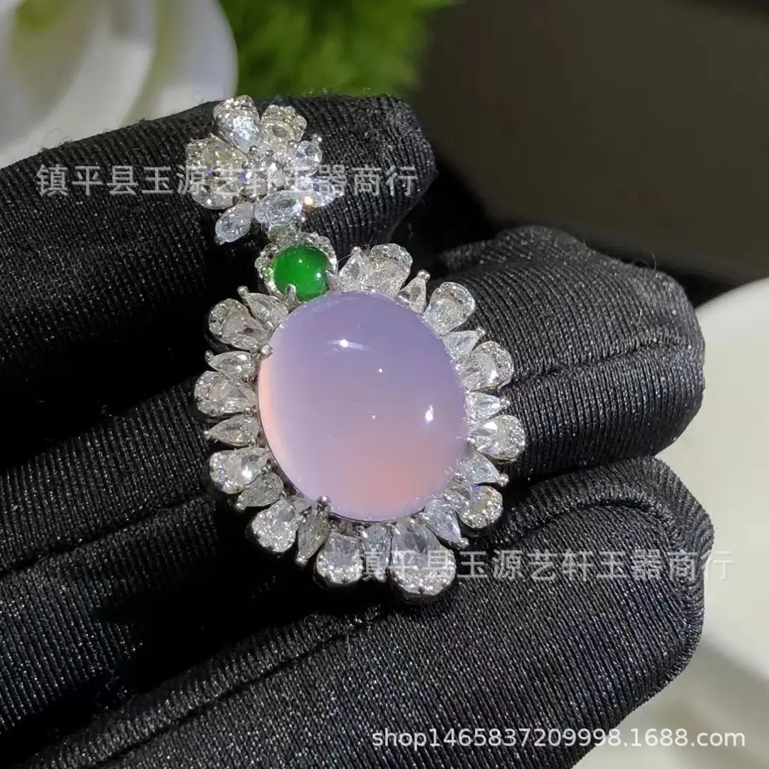 Violet Chalcedony Pendant with Crystal Set for Women — feature 3