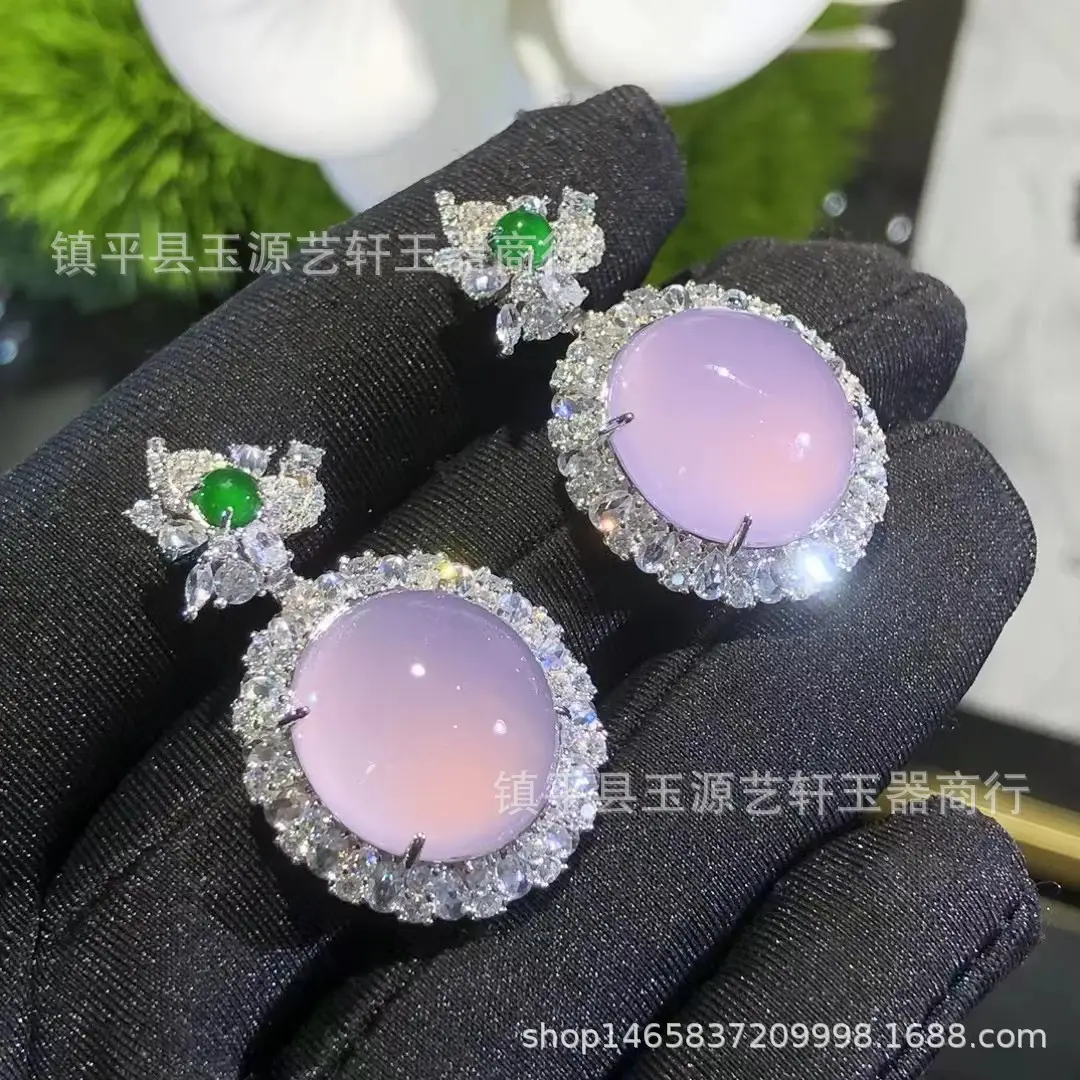 Violet Chalcedony Pendant with Crystal Set for Women — feature 4