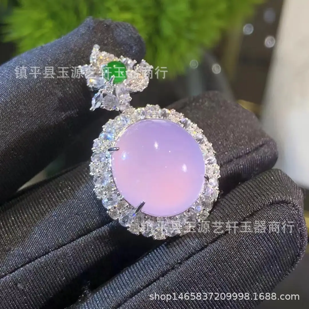Violet Chalcedony Pendant with Crystal Set for Women — feature 5