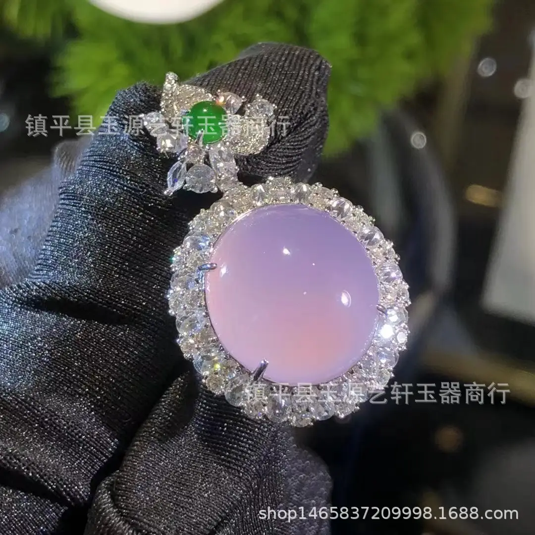 Violet Chalcedony Pendant with Crystal Set for Women — feature 7