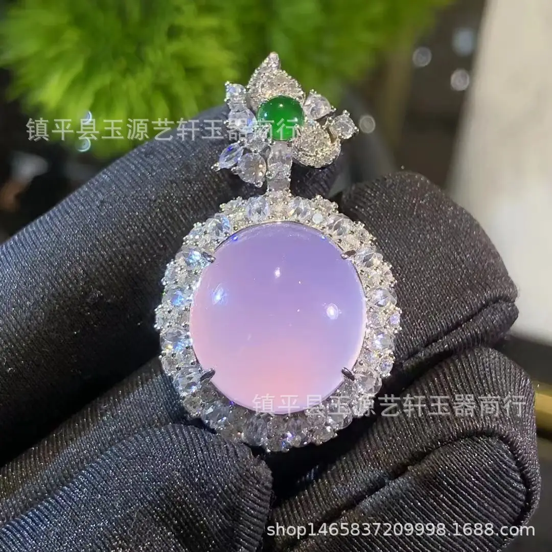 Violet Chalcedony Pendant with Crystal Set for Women — feature 8