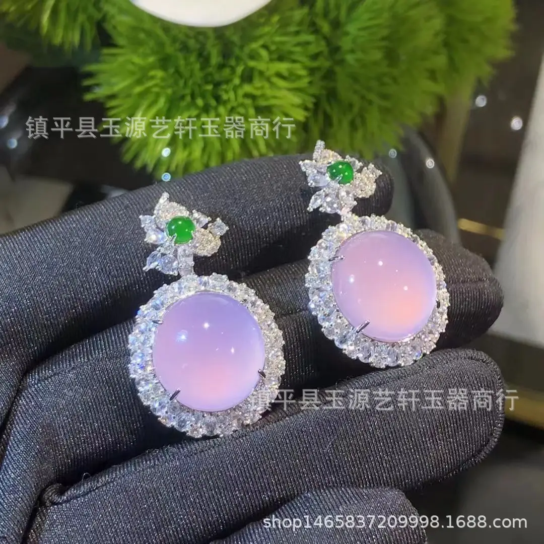 Violet Chalcedony Pendant with Crystal Set for Women — feature 9