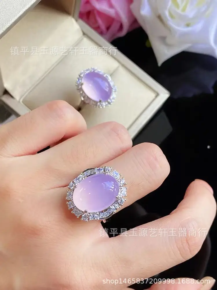 Violet Chalcedony Pendant with Crystal Set for Women - Image 2