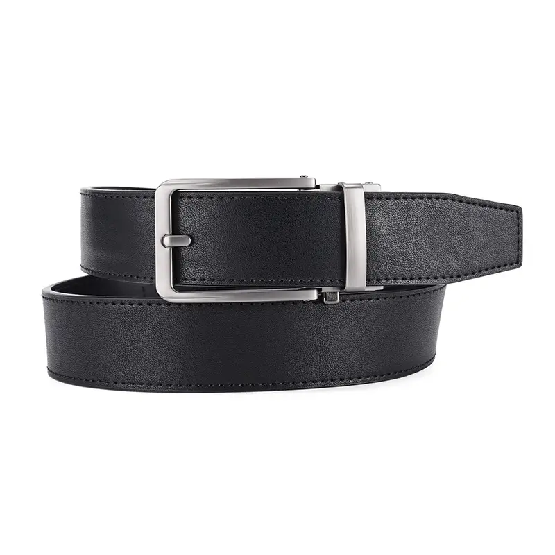 Men's Black Genuine Cowhide Belt Automatic Buckle 3.5" - Image 5