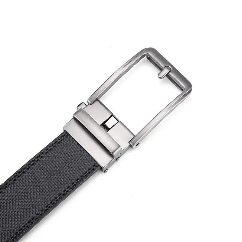 Men's Black Genuine Cowhide Belt Automatic Buckle 3.5" — feature 12