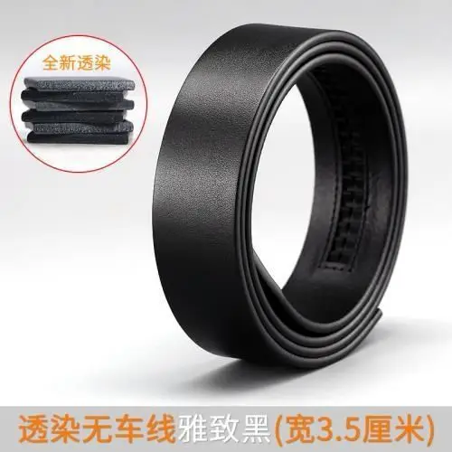 Men's Pure Cowhide Belt Black 3.5" Automatic Buckle