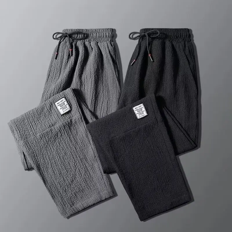 Men Ice Silk Casual Pants Grey Spring Summer — feature 10