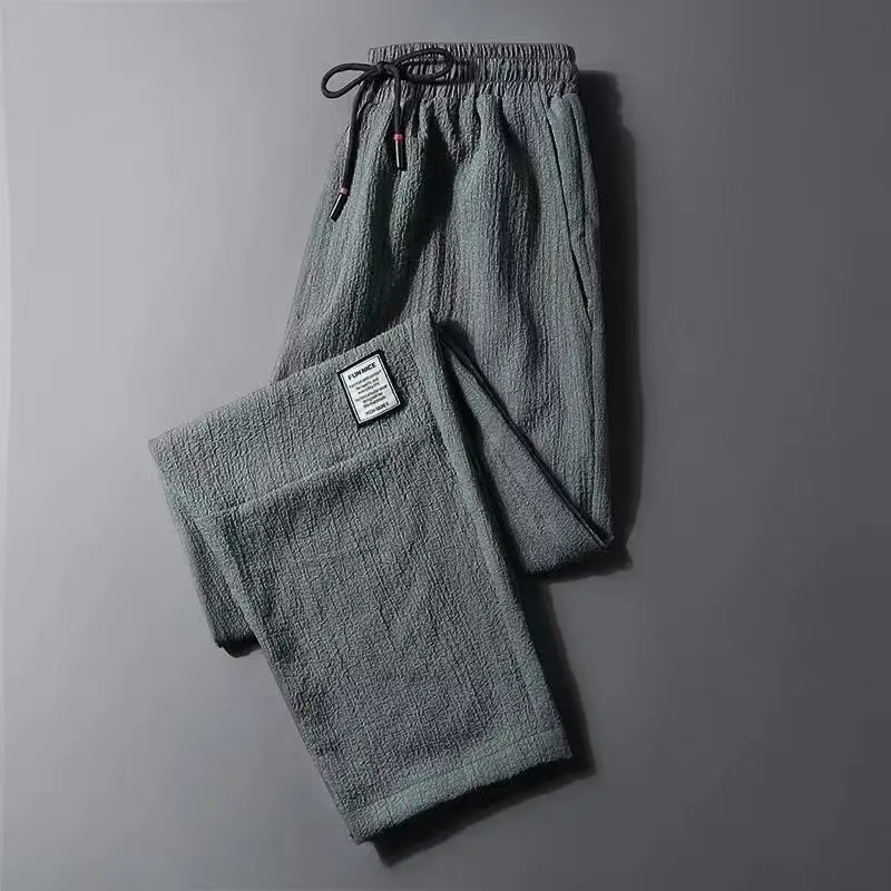 Men Ice Silk Casual Pants Grey Spring Summer — feature 7