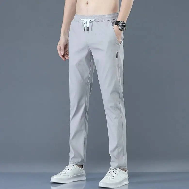 Men Ice Silk Casual Pants Grey Spring Summer - Image 10