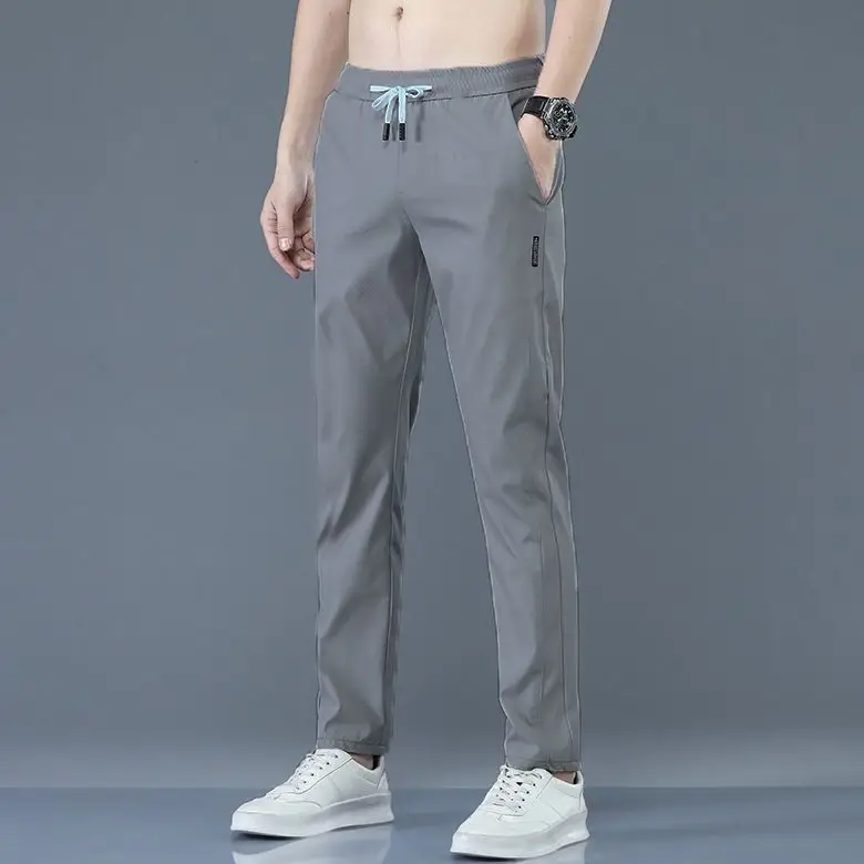 Men Ice Silk Casual Pants Grey Spring Summer - Image 9