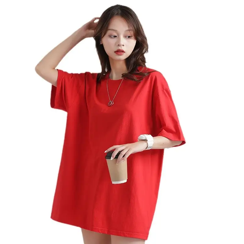 Men Red Cotton Loose Fit T-Shirt 220g - Image 18