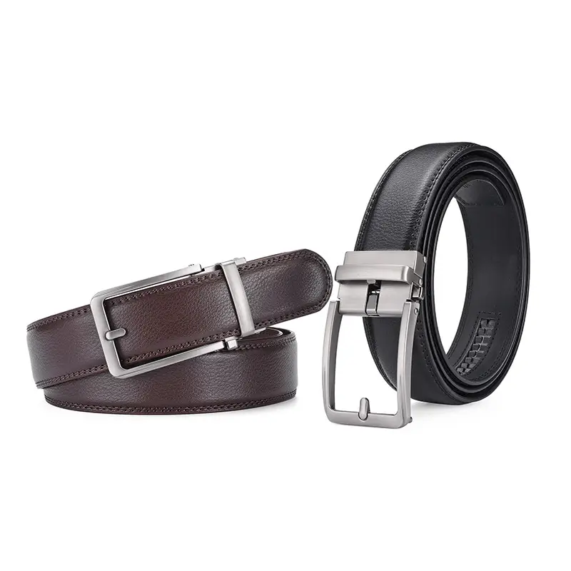 Men's Brown Genuine Leather Belt with Automatic Buckle — feature 3