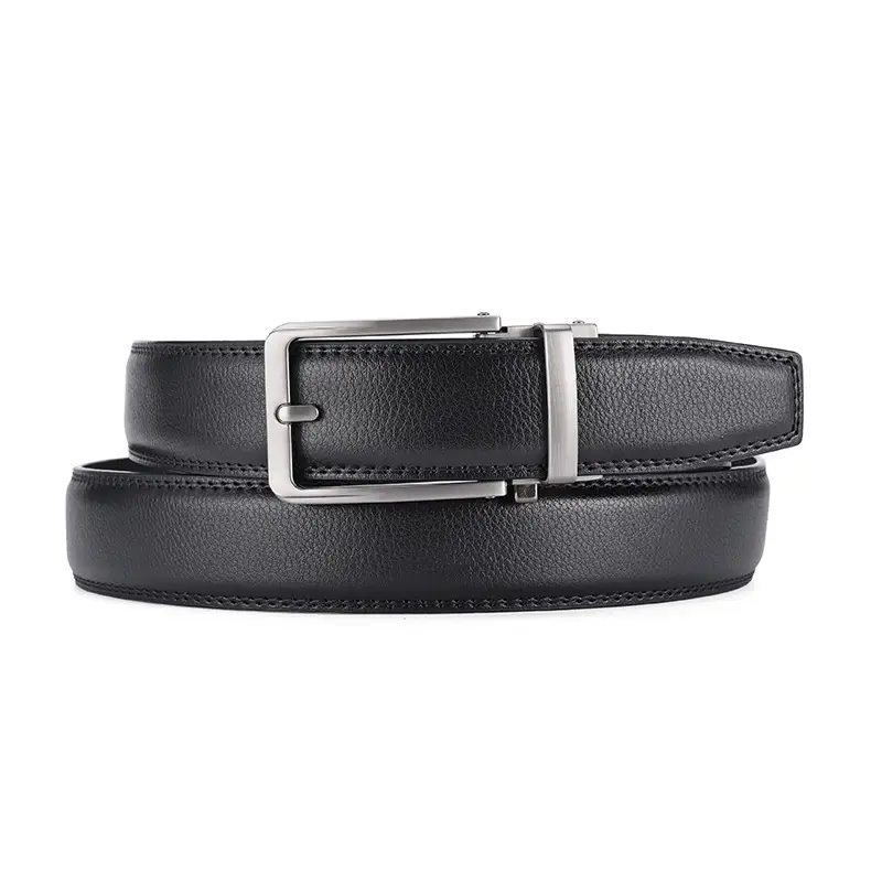 Men's Brown Genuine Leather Belt with Automatic Buckle — feature 5