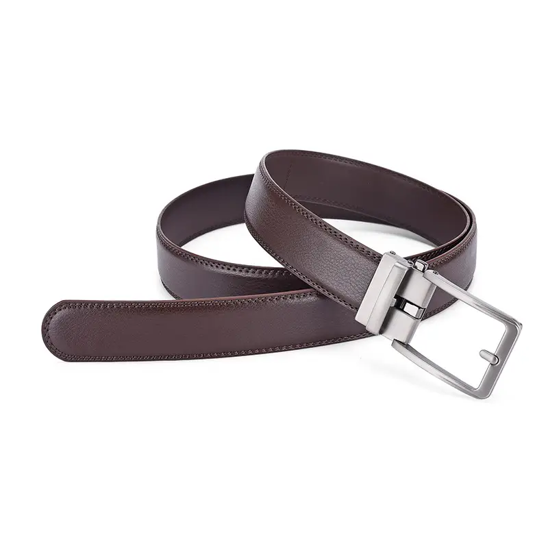 Men's Brown Genuine Leather Belt with Automatic Buckle — feature 8