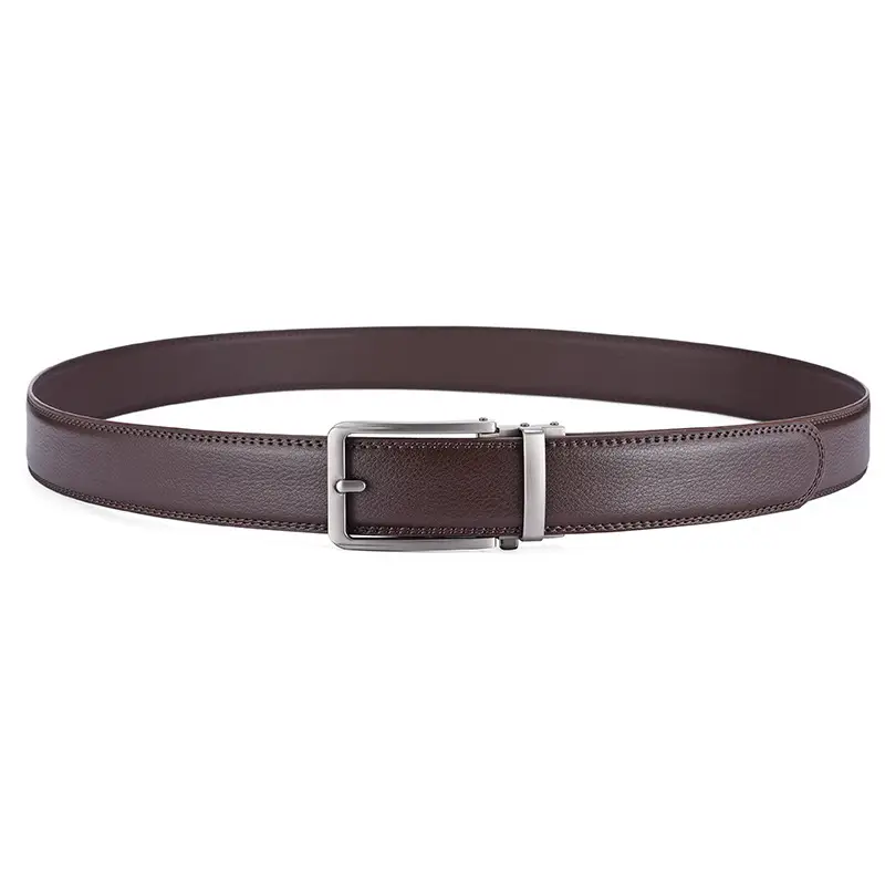 Men's Brown Genuine Leather Belt with Automatic Buckle — feature 9