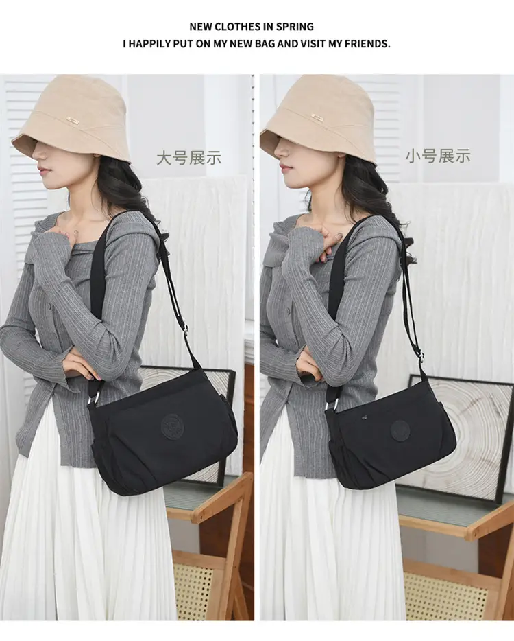 Black Oxford Crossbody Bag Women Lightweight Waterproof — feature 23