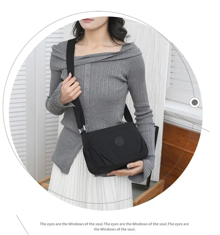 Black Oxford Crossbody Bag Women Lightweight Waterproof — feature 24