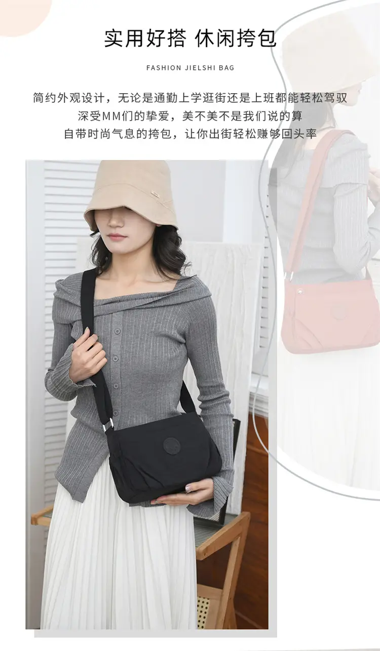 Black Oxford Crossbody Bag Women Lightweight Waterproof — feature 3