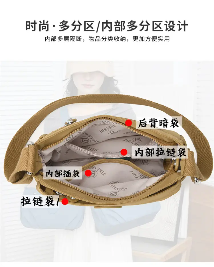 Black Oxford Crossbody Bag Women Lightweight Waterproof — feature 7