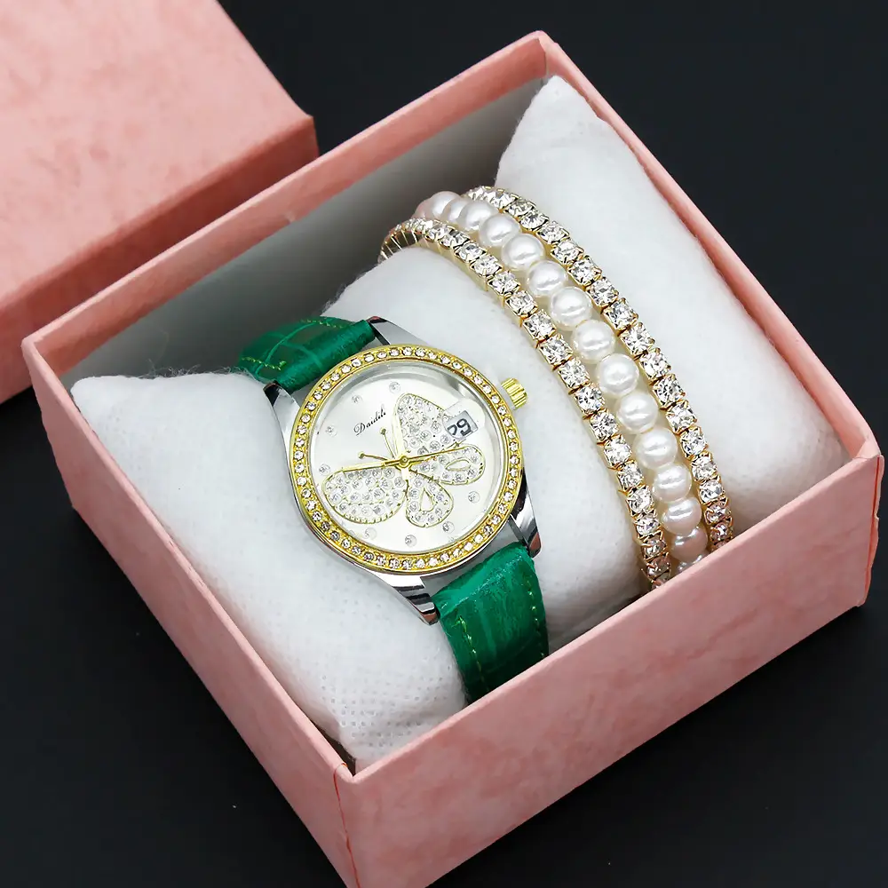 Women's Diamond Butterfly Watch with Pearl Bracelet — feature 11