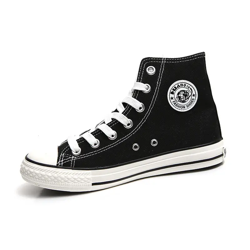 Women Canvas High Top Shoes Black White Spring 2024 - Image 10