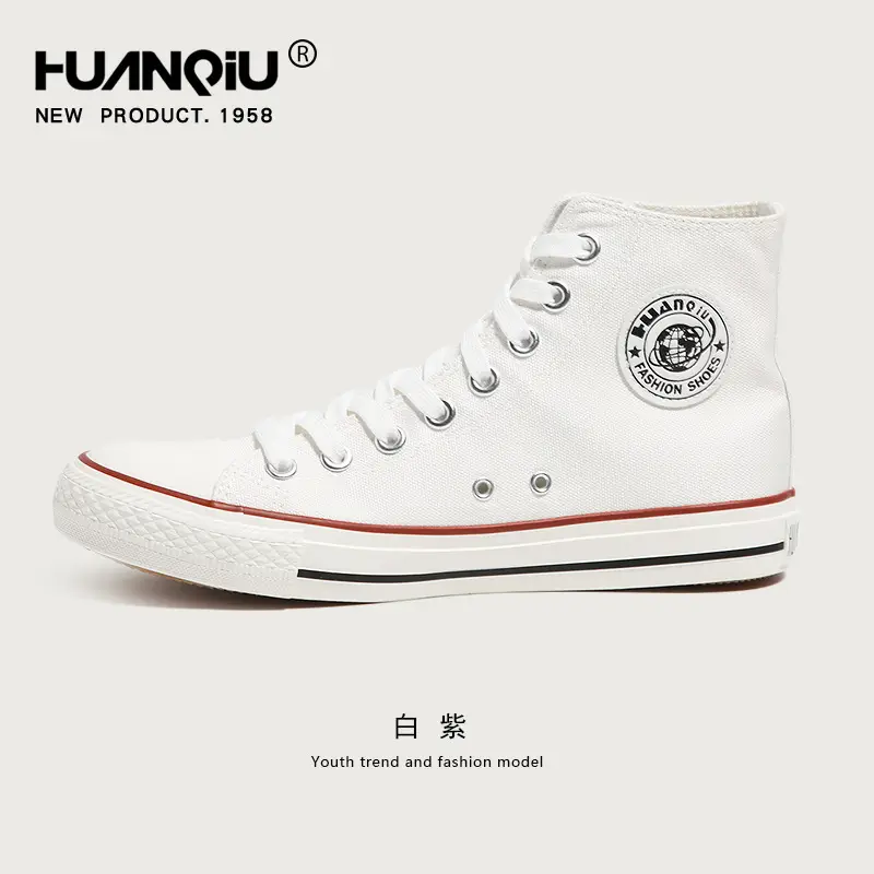 Women Canvas High Top Shoes Black White Spring 2024 - Image 3