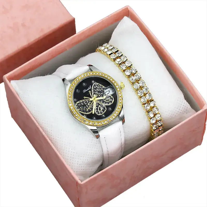 Women's Butterfly Rhinestone Watch Green Strap - Image 27