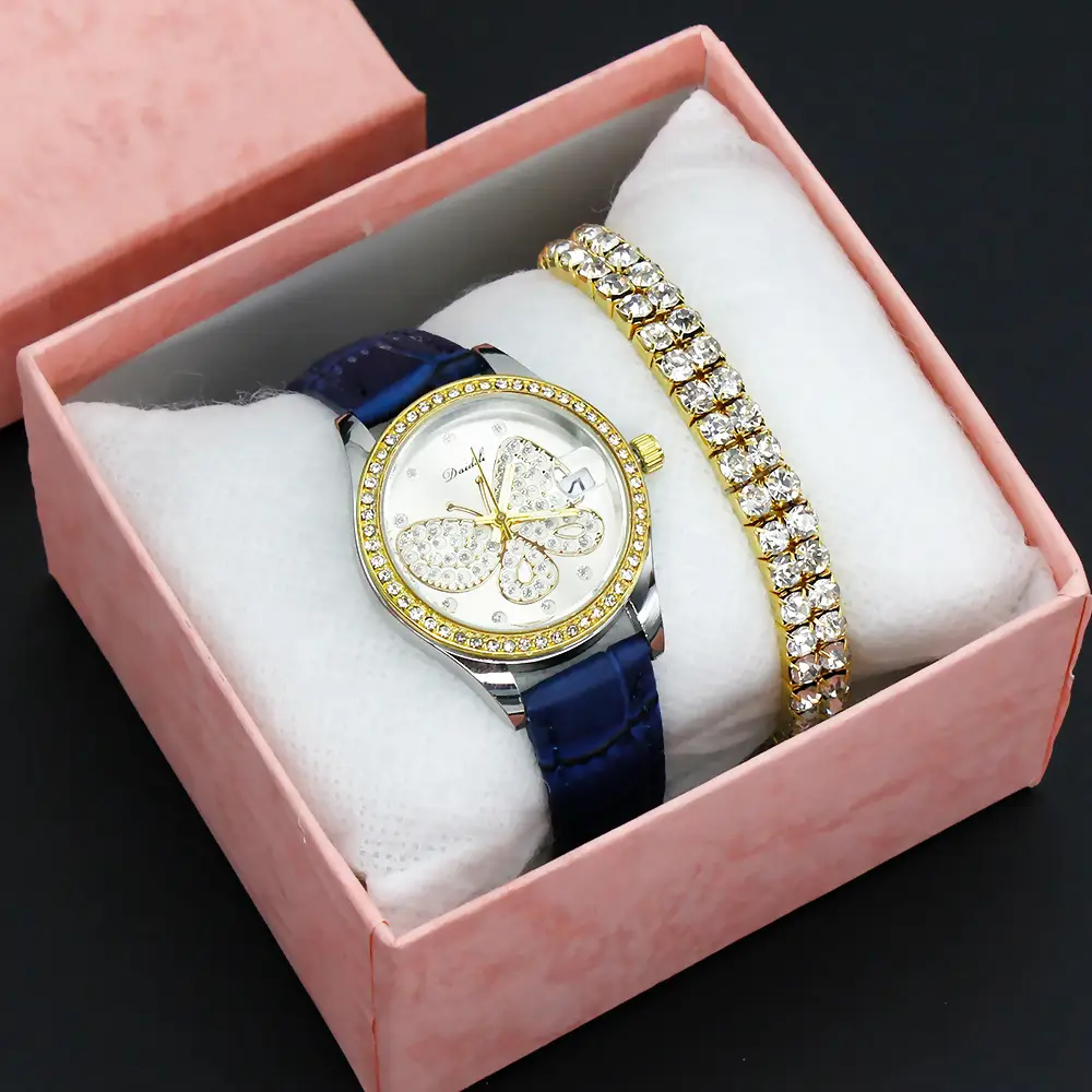 Women's Butterfly Rhinestone Watch Green Strap — feature 12