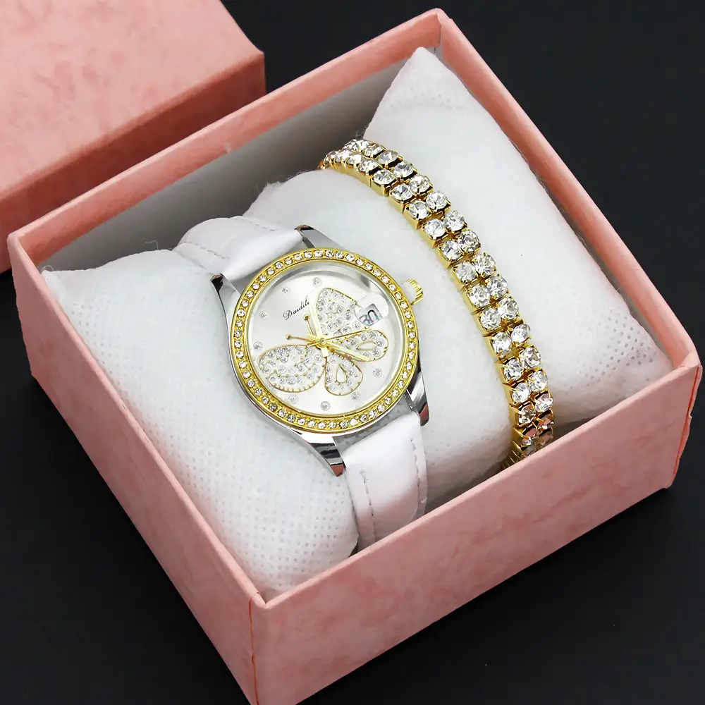 Women's Butterfly Rhinestone Watch Green Strap — feature 13
